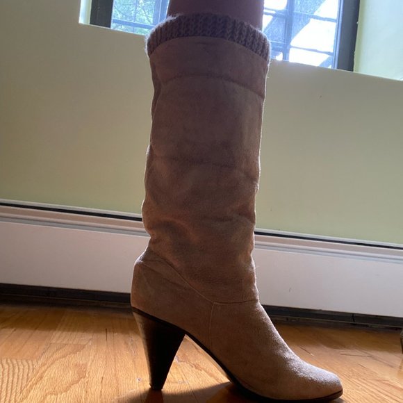 Tan Suede Slouch Boots - Picture 3 of 7